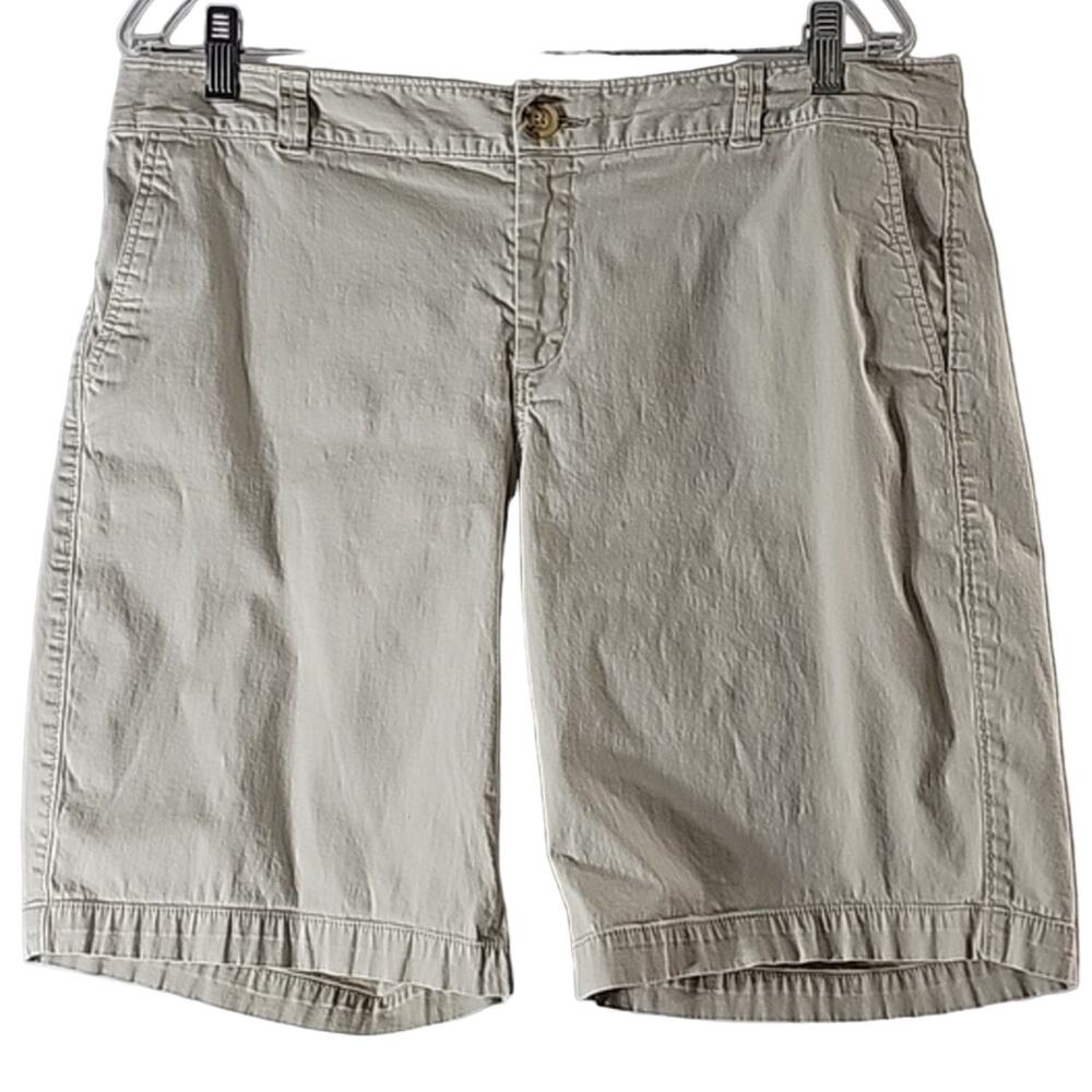 Womens Sz 14 Kacki Shorts Modest Neutral Pockets Casual Classic Dockers